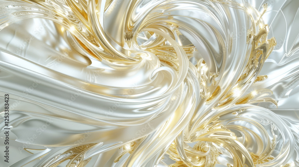 Aufkleber abstract swirling patterns in gold and silver tones create luxurious and elegant visual experience, 