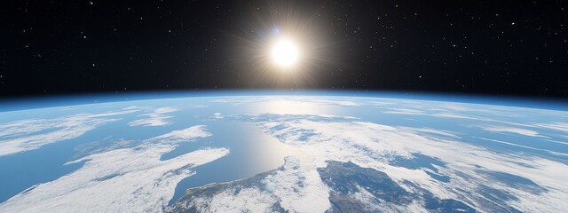 Earth Orbiting Sunlit Planet