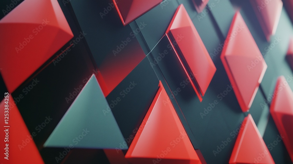 Aufkleber red and teal geometric shapes on a dark background with a unique visual effect