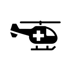 Medical helicopter icon silhouette vector flat illustration design on white background.