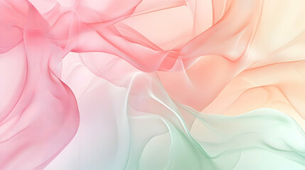 A dreamy abstract design with pastel pink, soft mint and subtle peach tones, softly lit to enhance the flowing gradients and delicate balance