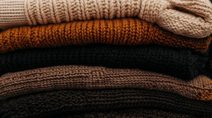 Stacked Knitted Sweaters, Warm Colors, Home Decor