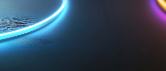 Abstract Neon Glowing Circles Dark Background. AI Generated