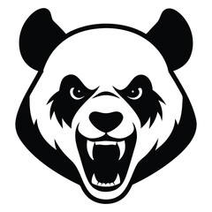 Black silhouette of panda head. Vector illustration.