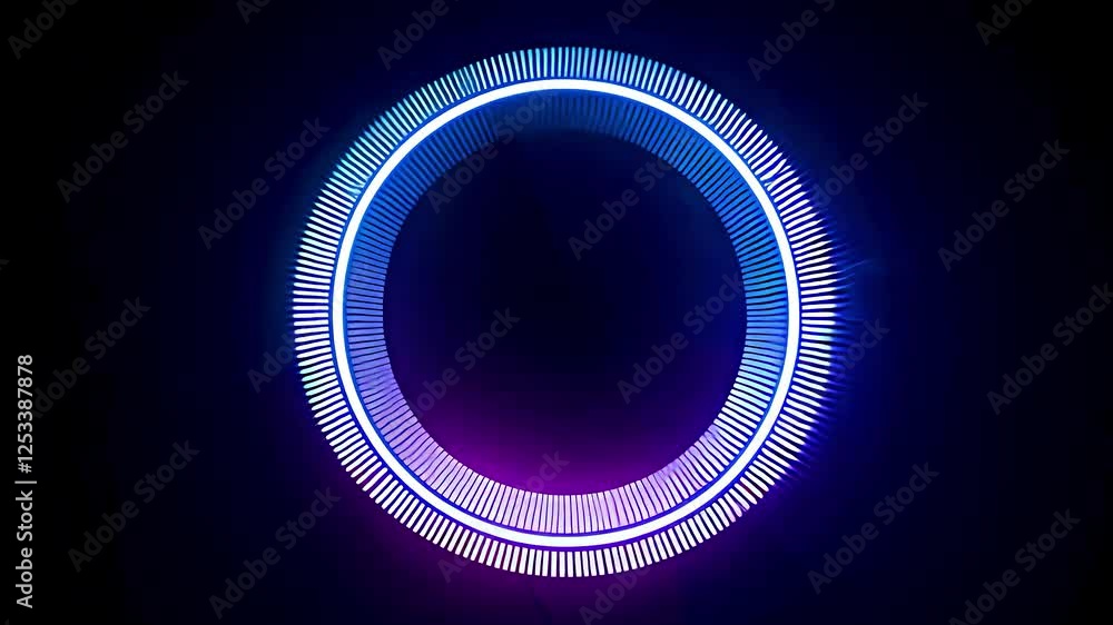 Poster neon circle filling with blue light in an abstract visual display