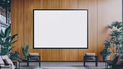 Blank Screen On Wooden Wall Interior Design