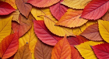 Fall Foliage Texture Background with Vibrant Autumn Leaves in Red and Yellow