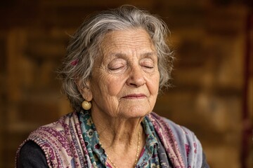 Serene Portrait of a Meditative Elderly Woman