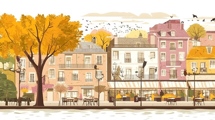 Fototapeta premium mmonzeta_Coffee_shop_exterior_flat_design_side_view_urban_str_925082fa-022a-4b08-a0f9-da33d9db7ecd_2.png