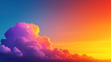 Meteorological phenomena concept. Vibrant sunset with colorful clouds creating a serene atmosphere.