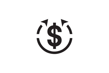 Doller sign icon vector silhouette isolated in white background