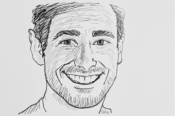 Joyful Doodle of a Smiling Man's Face