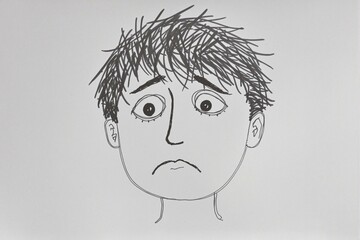 Melancholy Portrait: A Doodle of a Reflective Boy