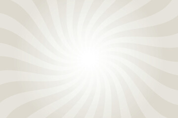 Light pewter gray background with white sun ray. Swirl sun ray lines starburst. Abstract texture with light of sunburst. Radial beam of sunlight. Retro background with flash. Design of sunbeam.