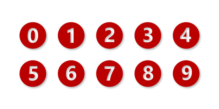 Set of vector icons of round numbers 0-9