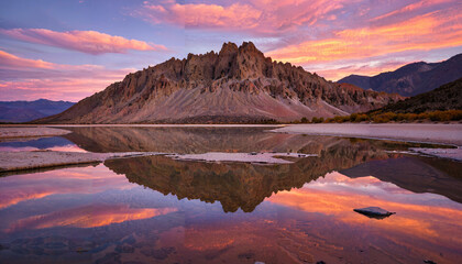 Le reflet du soleil couchant dans un lac tranquille.