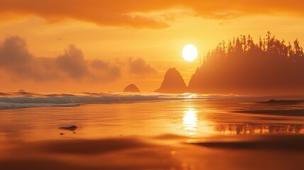 Pacific Northwest Sunset: Golden Hour at the Coast