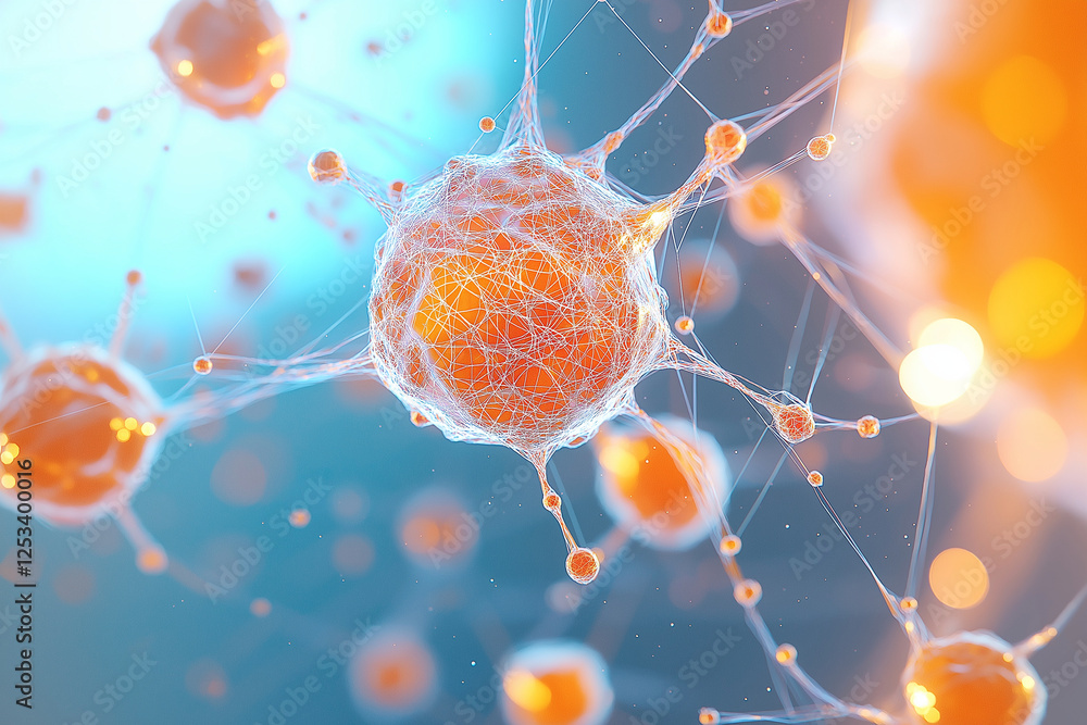 Poster microorganisms inside human body, showcasing intricate cellular structures and connections. this vib