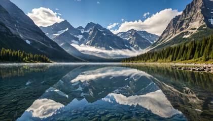 Obraz premium Le reflet d'un lac dans un paysage montagneux