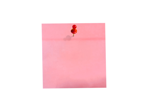 blank reddish sticky note paper with red pin transparent cutout png