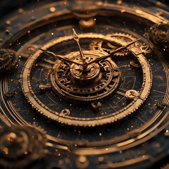 Fototapeta premium Intricate antique clockwork mechanism close-up.