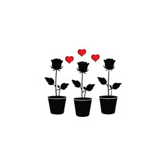 happy valentines day , flower in a pot anniversary, clip art, concepts, cut out, doodle, enjoyment, flirting, friendship, handwriting, 