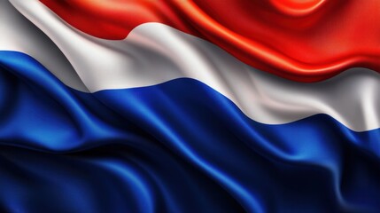 Fototapeta premium A Stunning Closeup of the Netherlands National Flag: Vibrant Colors and Flowing Fabric