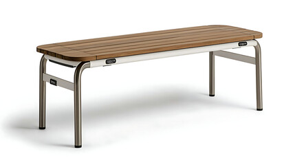 A wooden bench with a metal frame. generated using AI