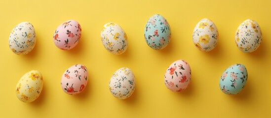 Easter eggs decorated with floral patterns creating a spring atmosphere	