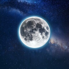 Obraz premium 地球を包み込む満月の神秘的な光