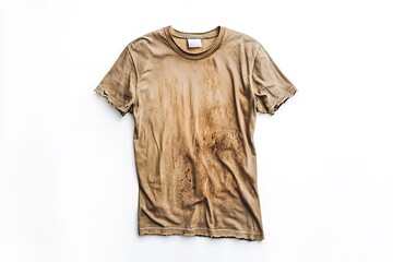 Grunge Tan T-Shirt: Worn, Dirty, and Authentically Distressed. Perfect for vintage apparel designs, grunge aesthetics, urban style projects, and adding a raw, textured feel to your creative work.     