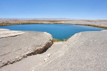 Laguna Inca Coya lake on Atacama desert  close to Chiu Chiu village in Chile