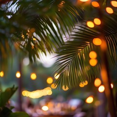 Tropical garden party lights evening