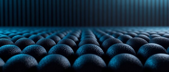 Obraz premium Deep Blue Spheres Seamlessly Arranged Cool Moody Lighting. AI Generated