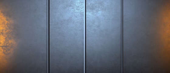 Moody Steel Panels Warm Light Illumination. AI Generated