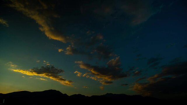 Timelapse of stunning textured sky in the mountains on the seashore