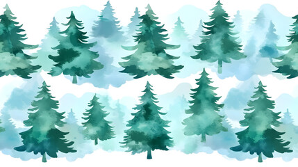 Obraz premium Serene evergreen forest landscape nature digital art tranquil environment aerial view eco concept