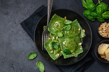homemade spinach and ricotta ravioli