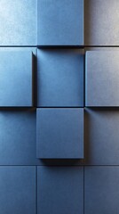 Deep Blue Geometric Cubes Abstract Background Subtle Light Play. AI Generated