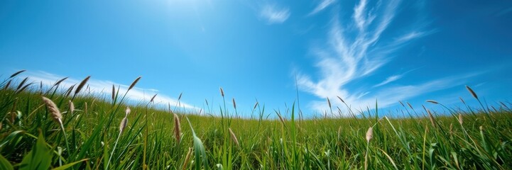 Obraz premium Serene Meadow Under a Blue Sky