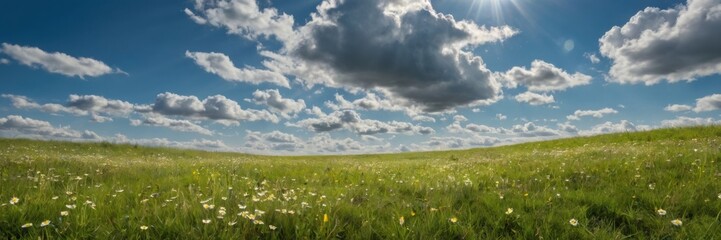 Serene Meadow Under a Blue Sky
