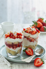 strawberry triffle in glass
