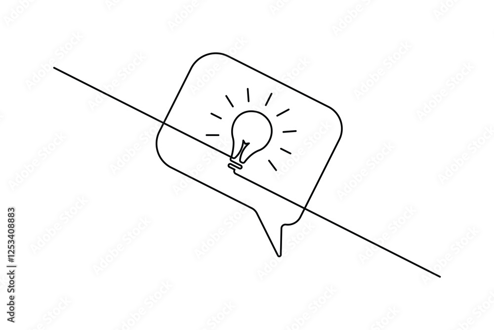 Poster speech bubble shape continuous single line drawing of minimalist outline vector illustration