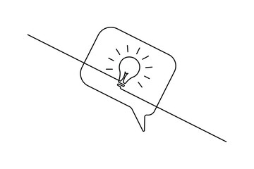Speech bubble shape continuous single line drawing of minimalist outline vector illustration 