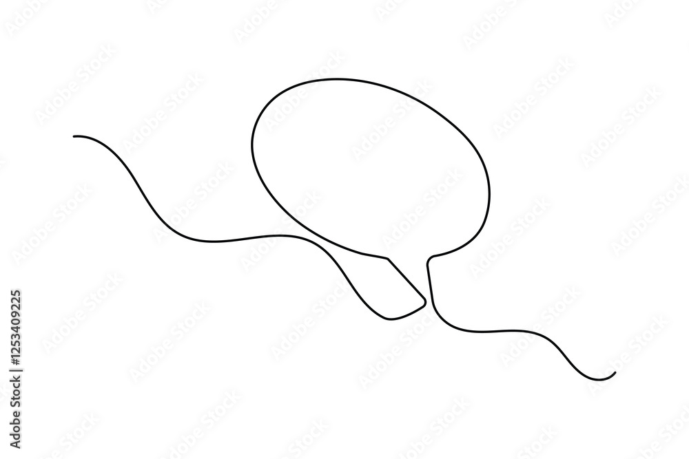 Poster speech bubble shape continuous single line drawing of minimalist outline vector illustration