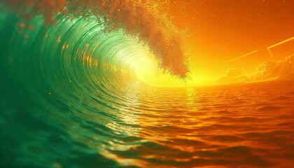 Golden sunset paints the sea with vibrant hues