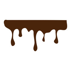 Chocolate dripped. Sweet flowing liquid food with splashes and drops caramel cacao vector realistic pictures. Brown liquid dessert, sweet drip melt