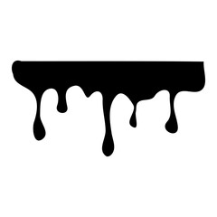 Black Paint melting, dripping down streams. Flat graphic vector illustration isolated on white background.
