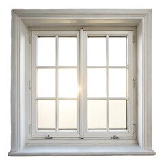 Rustic weathered wooden window frame with panes isolated