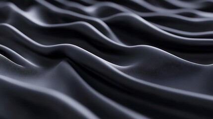 Naklejka premium Smooth dark gray fabric gracefully drapes creating elegant flowing waves. AI Generated